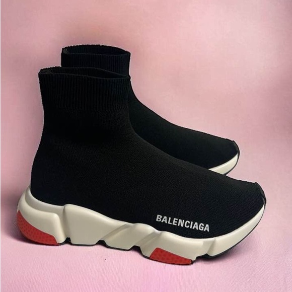 Balenciaga Speed Trainers Black Res White Sneaker Women Size 5 Runner Platform - Picture 2 of 10